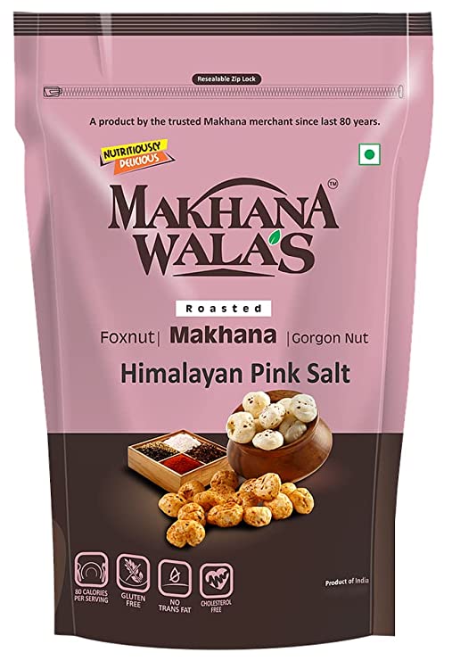 Makhanawala's Roasted & Flavoured Makhana (Foxnuts) | Gorgon nut | Gluten Free Vegan Snacks, Himalayan Pink Salt Flavored Makhana, 70g