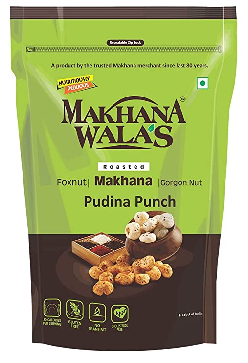 Makhanawala’s Tangy Tasty Roasted & Flavoured Makhana (Foxnuts)/ Gorgon Nut/ Lotus Seeds - Pudina Punch, 70g