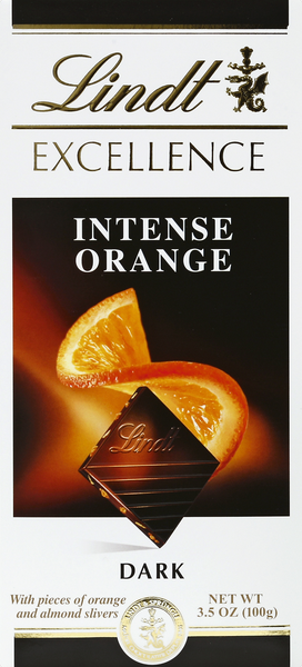 Lindt Excellence Orange Intense Dark Chocolate with Almonds, 100gms (Pack of 1)