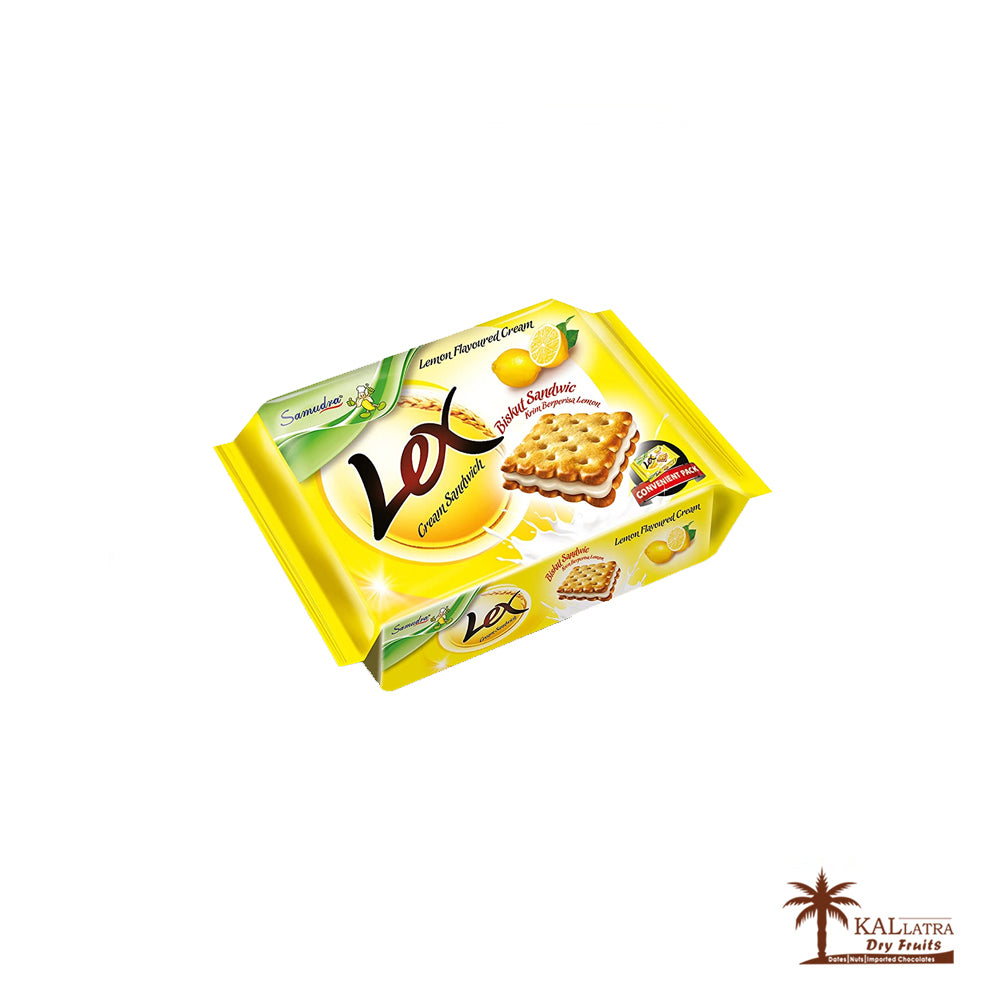 Samudra Lex Cream Sandwich Biscuits - Lemon Flavour, 190 gm (Pack)