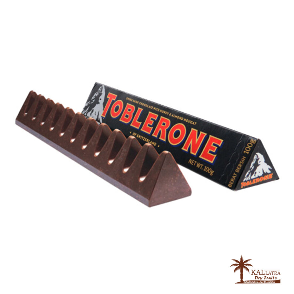 Toblerone Dark Chocolate with Honey and Almond, 100gms (Pack of 1)